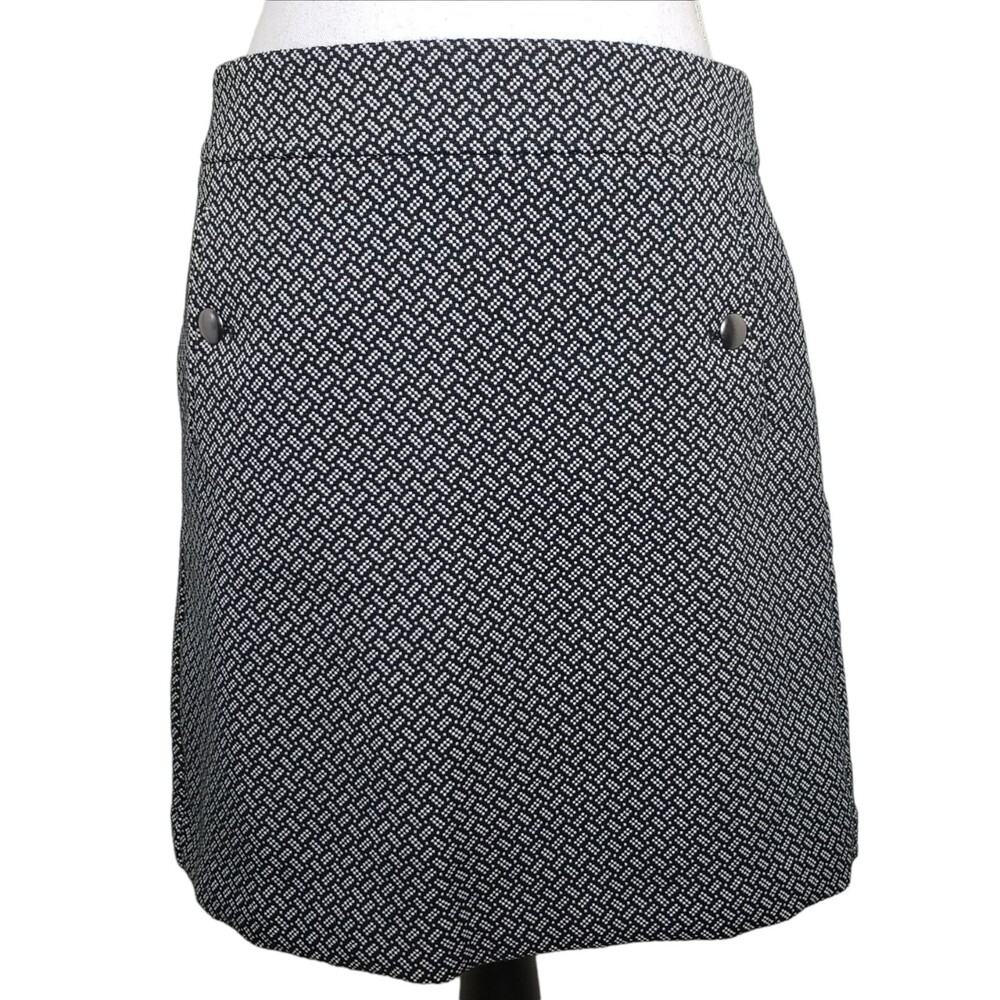 Ann Taylor Loft Skirt Sz 4 Above Knee Mini Skirt Button Pockets Black White